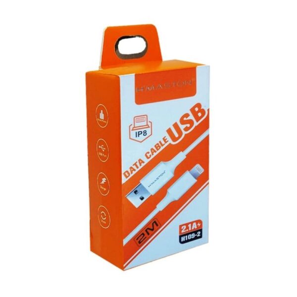 Cabo USB Tipo Lightning IP8 com 2 metros para iPhone H109-2 Branco