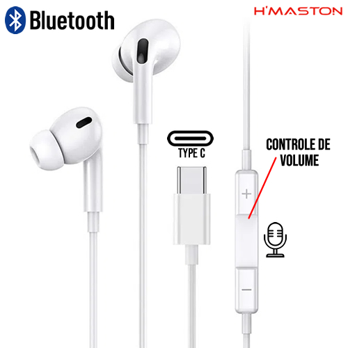 Fone de Ouvido com Fio tipo C EJ-89 Branco