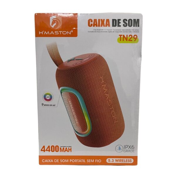 Caixa De Som Portátil com Led Sem Fio Bluetooth 5.0 TN29 Preto